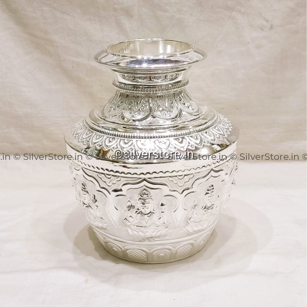 Silver Asthalaxmi Kalash / Laxmi Lota - 2 Ltr Size Silver