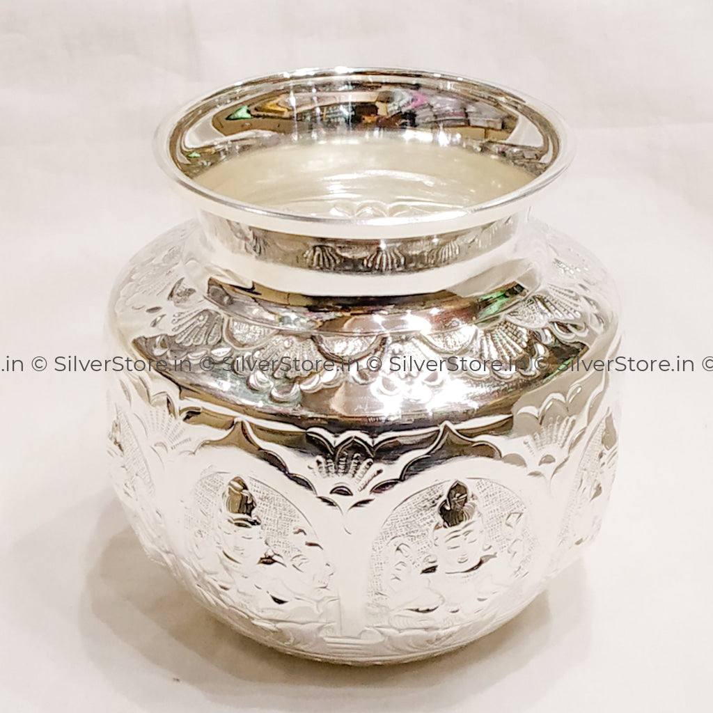Silver Asthalaxmi Kalash / Laxmi Lota - 250 Ml Size Silver