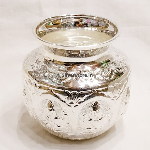 Silver Asthalaxmi Kalash / Laxmi Lota - 250 Ml Size Silver