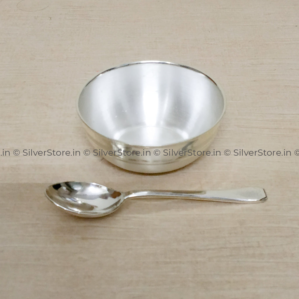 Silver Bowl & Spoon For New Born Baby - Bis Hallmark Gifts