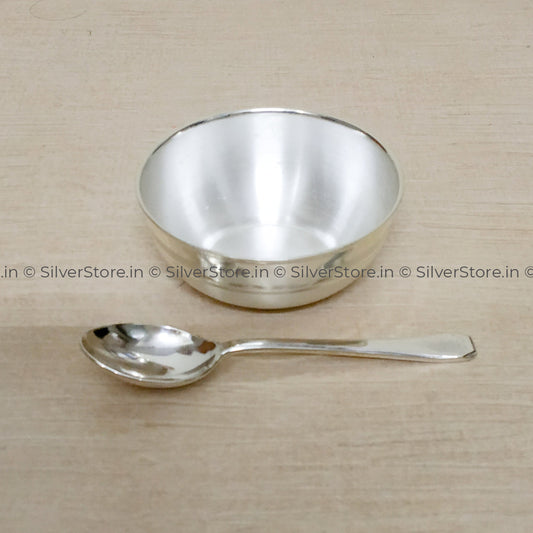 Silver Bowl & Spoon For New Born Baby - Bis Hallmark Gifts