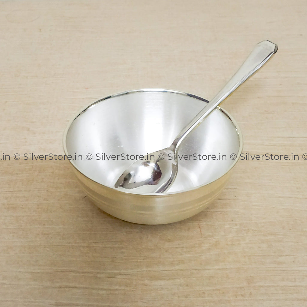 Silver Bowl & Spoon For New Born Baby - Bis Hallmark Gifts