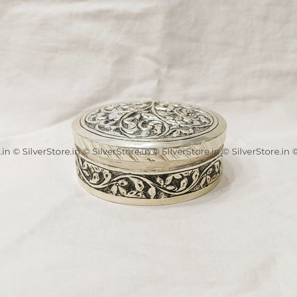 Silver Pooja Box Pure Silver Small Box Artwork Box Lid Vermilion