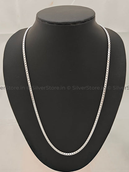Silver Chain for men - Box pattern silver chain - 925 sterling silver - 22" Inches Size