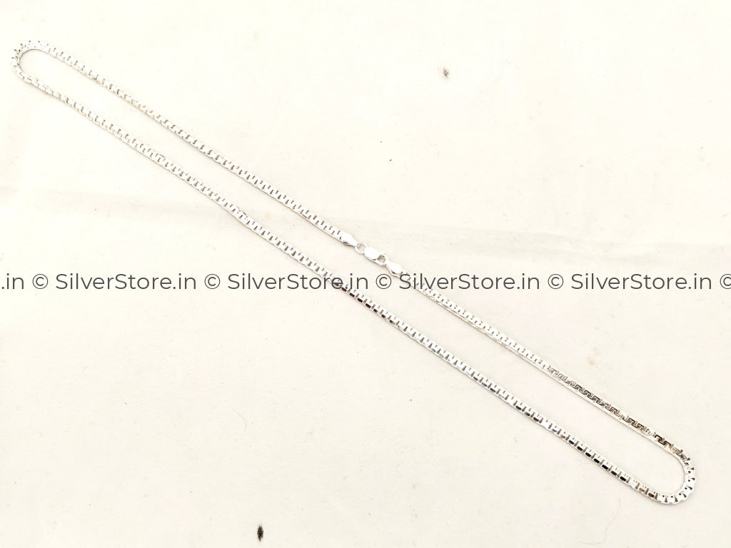 Silver Chain for men - Box pattern silver chain - 925 sterling silver - 22" Inches Size