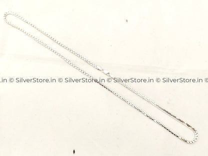 Silver Chain for men - Box pattern silver chain - 925 sterling silver - 22" Inches Size