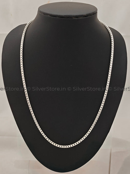 Silver Chain for men - Weave pattern silver chain - 925 sterling silver - 22" Inches Size