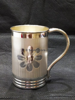 Silver Coffee Mugs - Flower Design Silver Coffee Mug