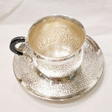 925 Silver Cup Saucer - Bis Hallmarked Hammer Pattern Silver Tableware