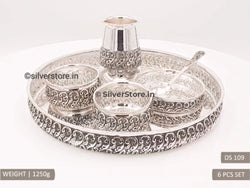Silver Dinner Set Antique Finish - 925 Silver Bis Hallmark Silverstore.in
