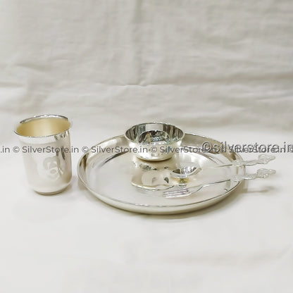 Silver Dinner Set For Baby - 925 Bis Hallmark 8 Size Mickey Pattern Silver Dinner