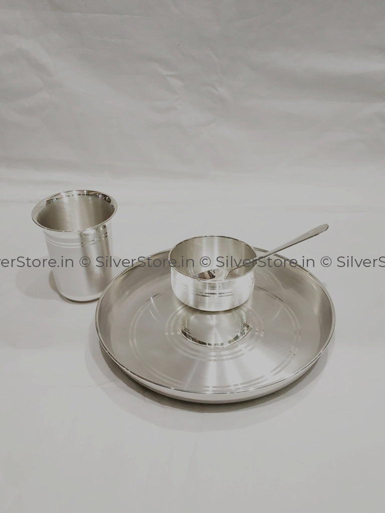 Silver Dinner Set For Baby - 990 Bis Hallmarked 9 Size.