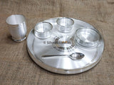 Silver Dinner Set With Gold Flower In Centre - Ashapura Pattern-990 Bis Hallmarked Silver Tableware