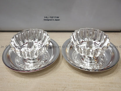 Silver Diya - Cup Pattern Bis Hallmarked Pack Of 2