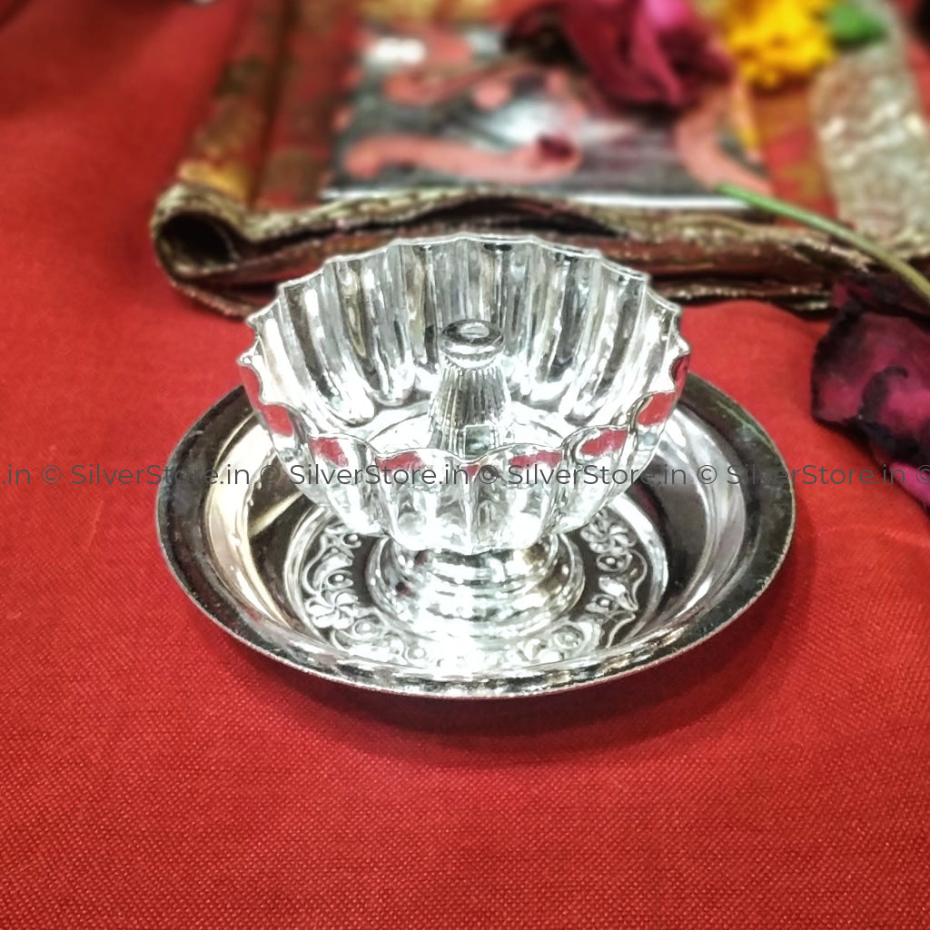 Silver Diya - Cup Pattern Bis Hallmarked Pack Of 2