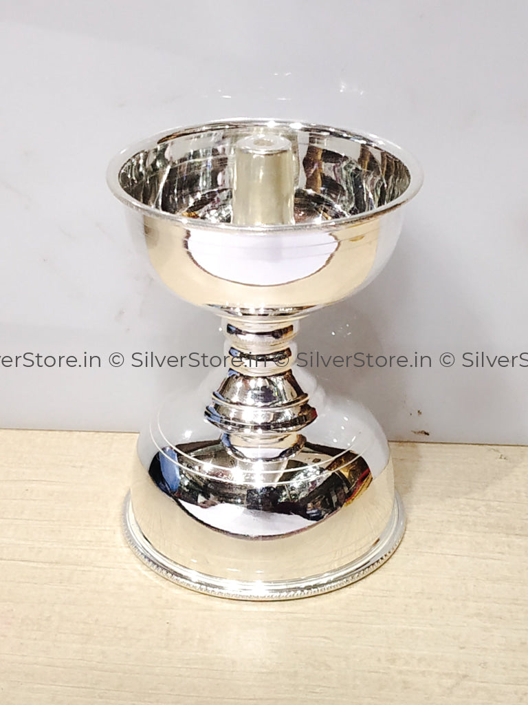 Silver Diya - Damru Pattern 925