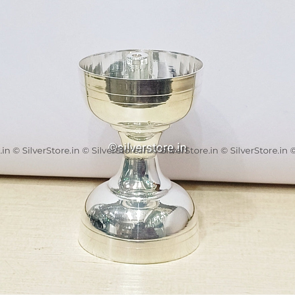 Silver Diya - Damru Pattern 925