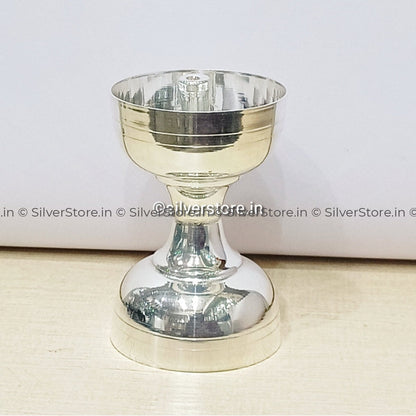 Silver Diya - Damru Pattern 925