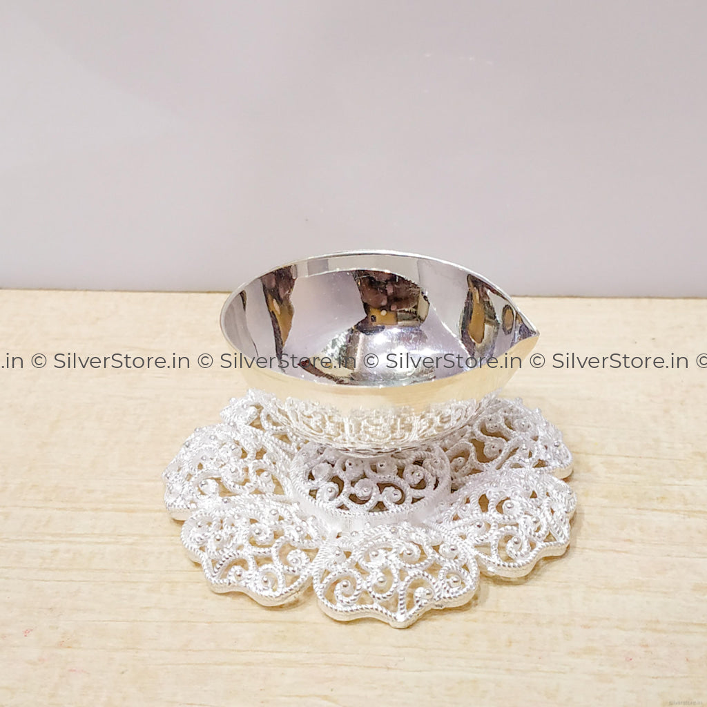 Silver Diya - Jali Pattern 925