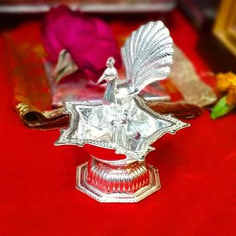 Silver Diya - Peacock Design Bis Hallmarked