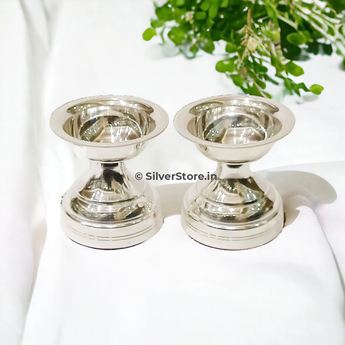 Silver Diya - Plain Silver Diya - 925 - Pack Of 2 Pcs