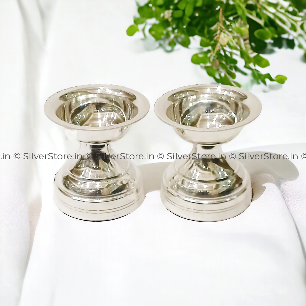 Silver Diya - Plain Silver Diya - 925 - Pack Of 2 Pcs