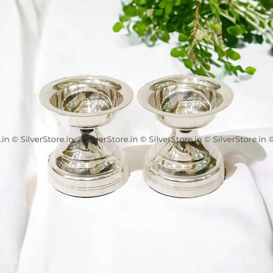 Silver Diya - Plain Silver Diya - 925 - Pack Of 2 Pcs