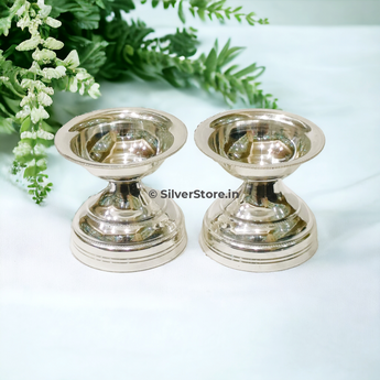 Silver Diya - Plain Silver Diya - 925 - Pack Of 2 Pcs Small Size