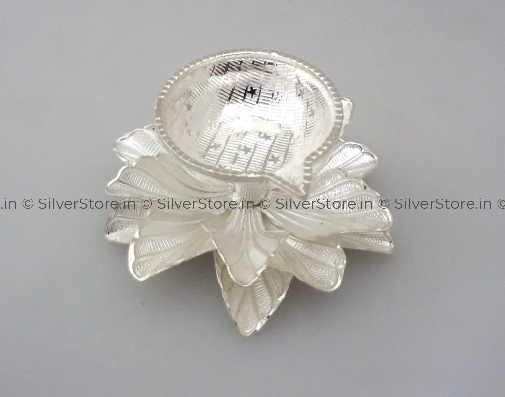 Silver Diya - Rose Mallow Pattern 925 Pure