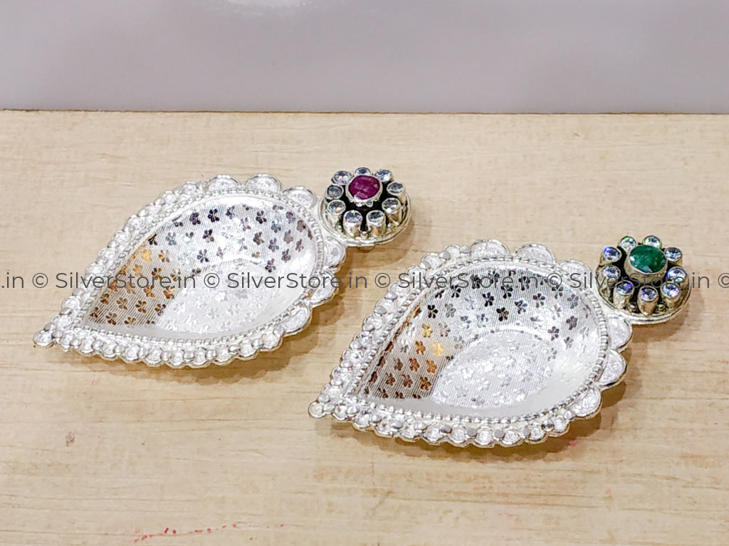 Silver Diya - Stone Pattern 925