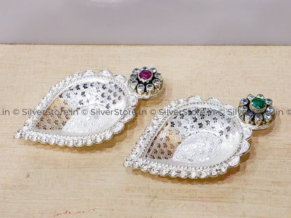 Silver Diya - Stone Pattern 925