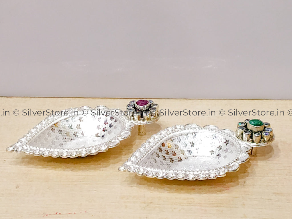 Silver Diya - Stone Pattern 925