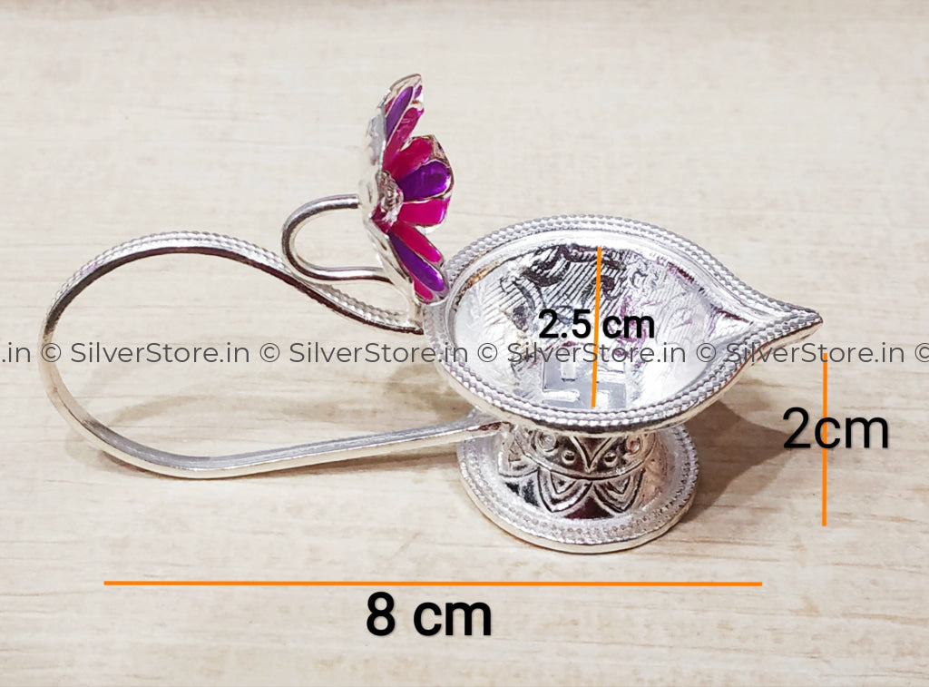 Silver Diya - Sunrise Pattern Pooja Item