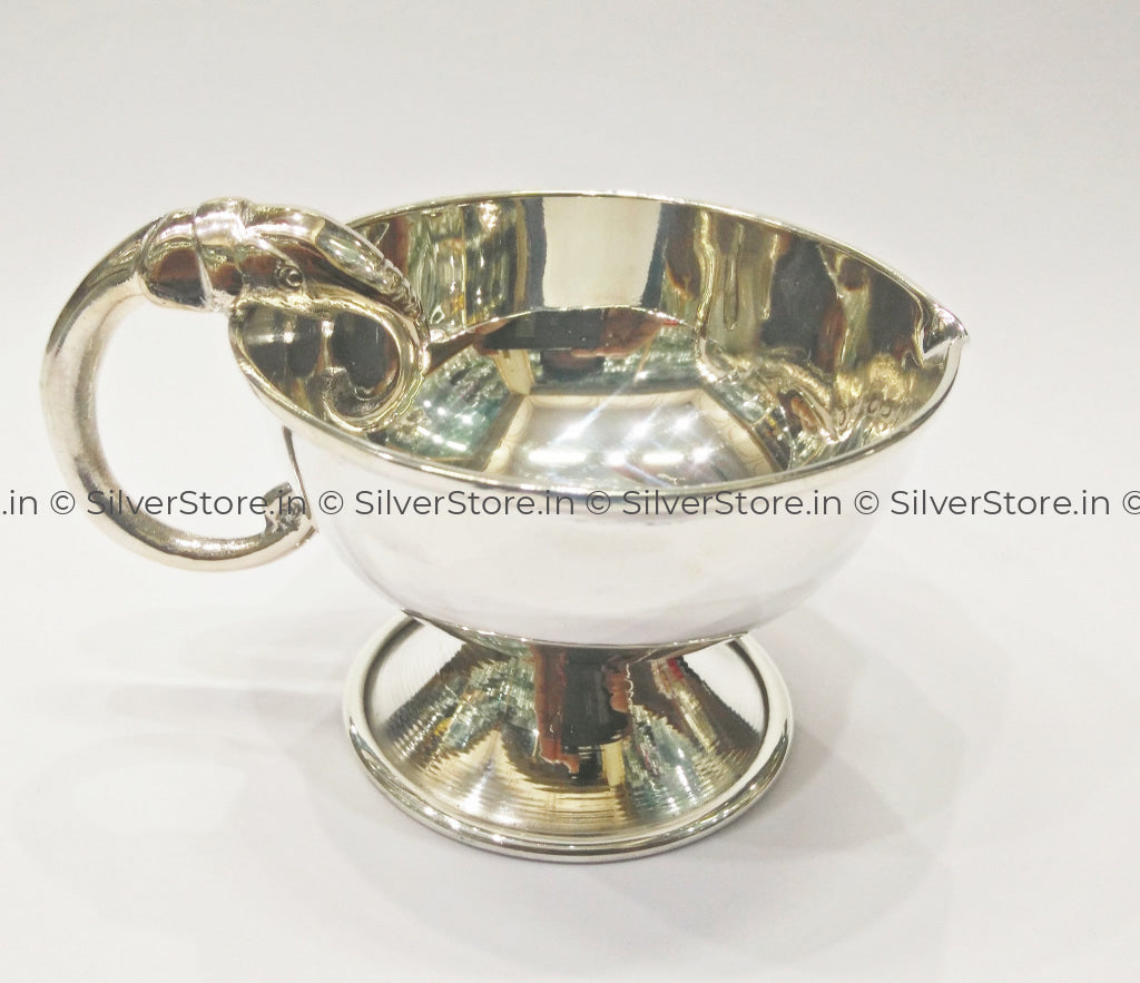 Silver Elephant Diya Pooja Item