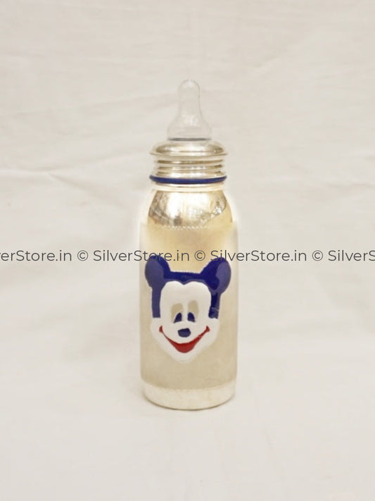 Silver Feeding Bottle For Baby -Bis Hallmarked - Free Silicone Nipple Milk
