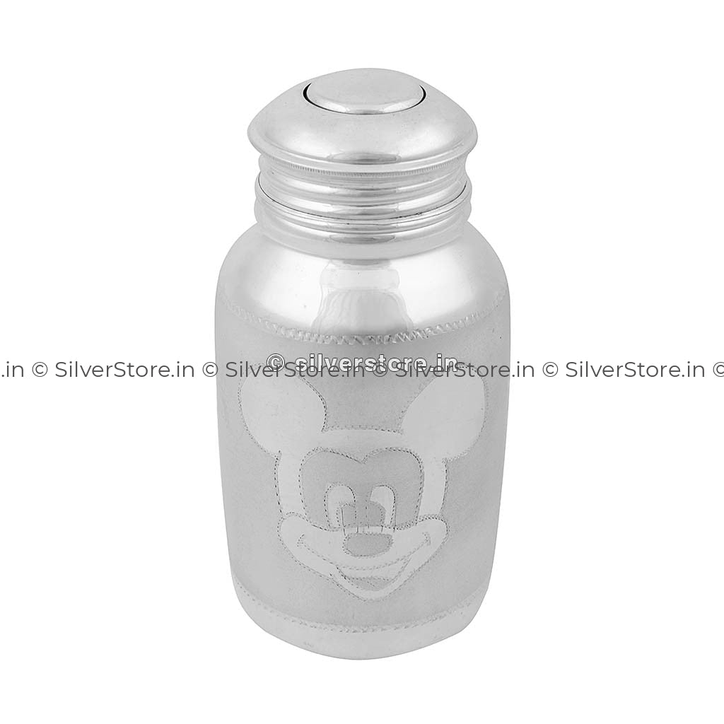 Silver Feeding Bottle For Baby -Bis Hallmarked - Free Silicone Nipple Milk