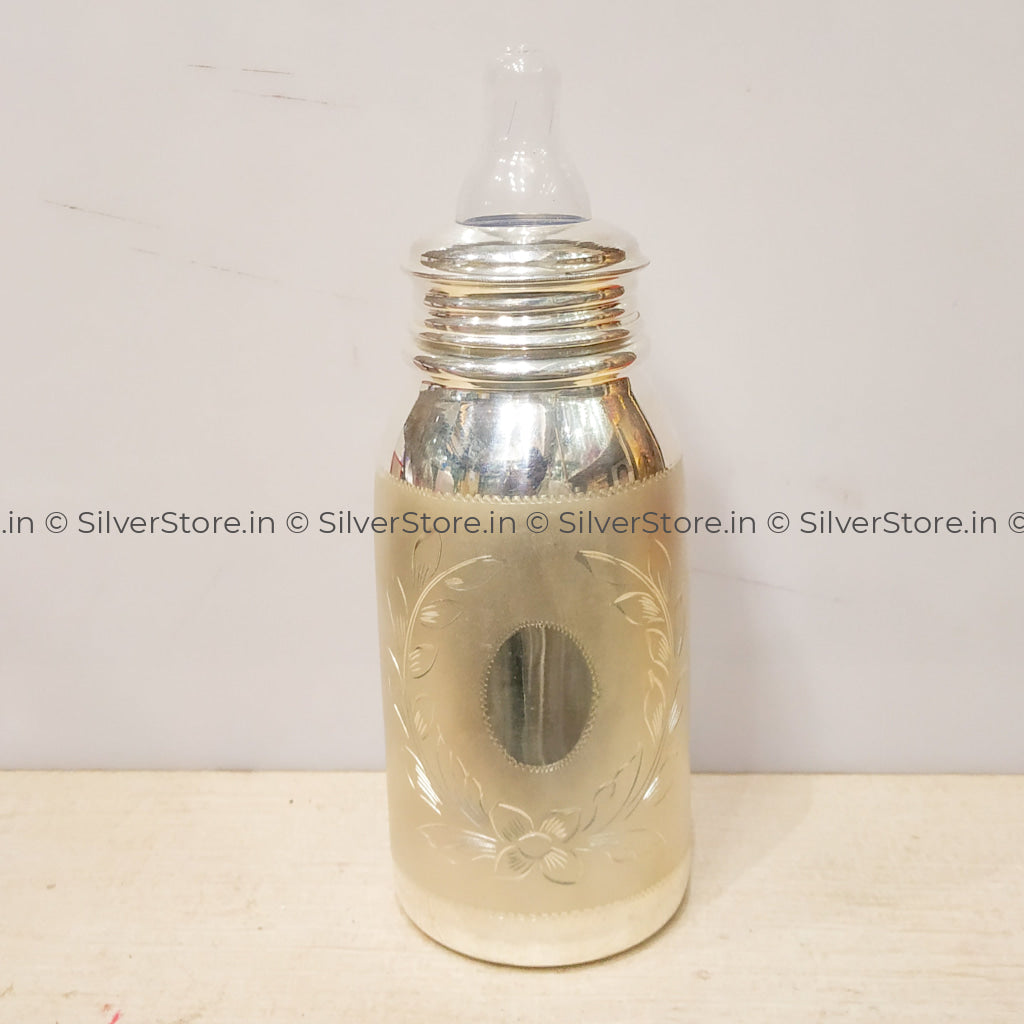 Silver Feeding Bottle For Baby -Bis Hallmarked - Free Silicone Nipple Milk