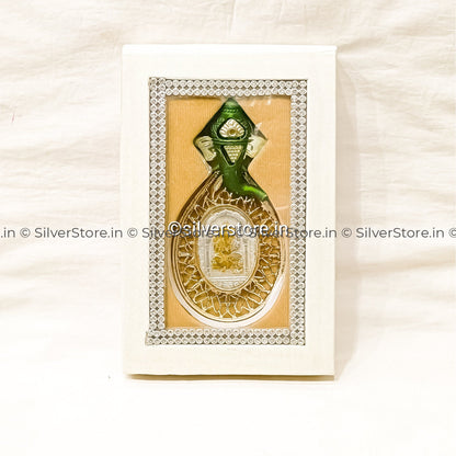 Silver Ganesh Coin For Gift - 10 Grams Gangajamna With Velvet Gift Box