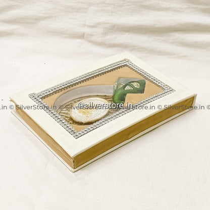 Silver Ganesh Coin For Gift - 10 Grams Gangajamna With Velvet Gift Box