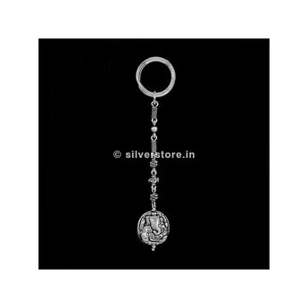 Silver Ganesh Engraved Keychain