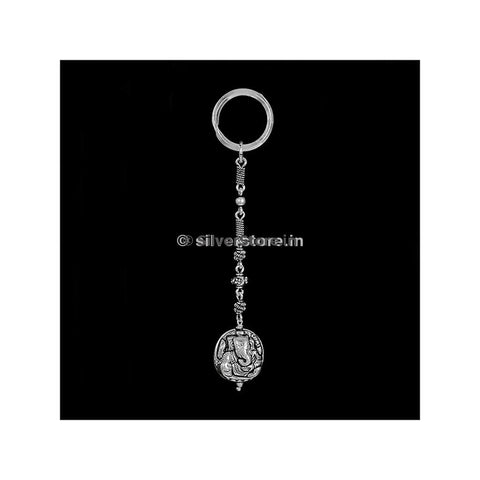 Silver Ganesh Engraved Keychain
