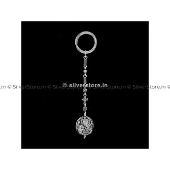 Silver Ganesh Engraved Keychain