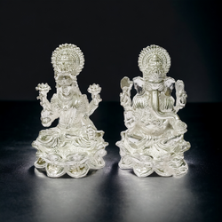 Silver Ganesh - Laxmi Idols - solid idols - 925 bis hallmark