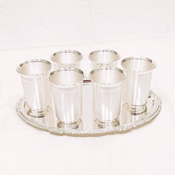 Silver Glass And Tray Set- Bis Hallmark - Pack Of 7