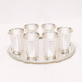 Silver Glass And Tray Set- Bis Hallmark - Pack Of 7