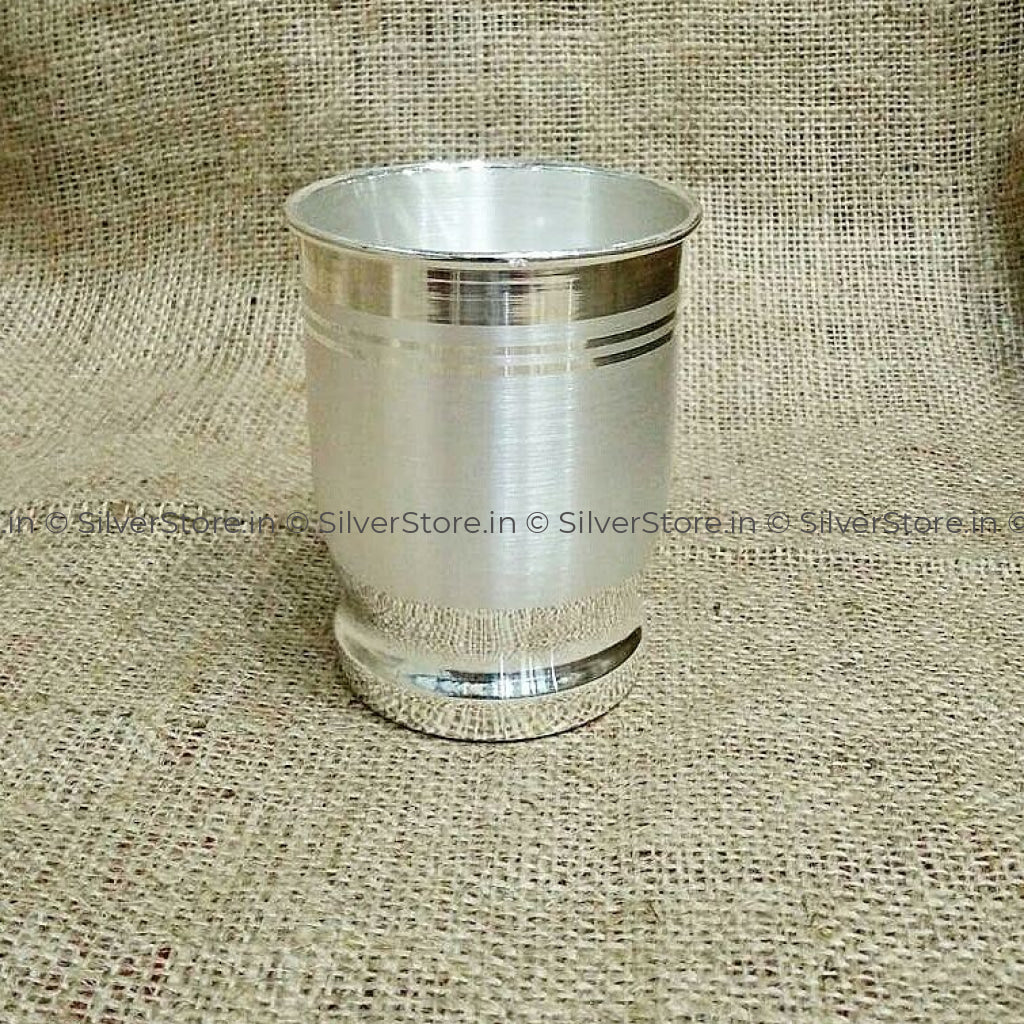 Silver Glass - Chiku Pattern With 990 Bis Hallmark 80 Grams Pure Silver Glass
