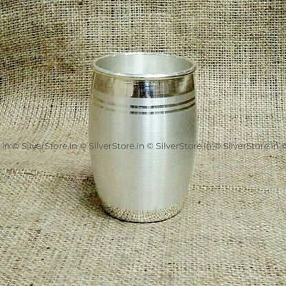 Silver Glass - Dholak Pattern With 990 Bis Hallmark Pure Silver Glass