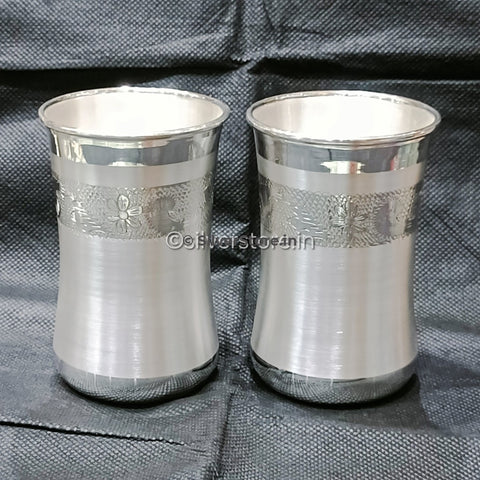 Silver Glass - Hammer Pattern- 990 Bis Hallmark -Pack Of 2