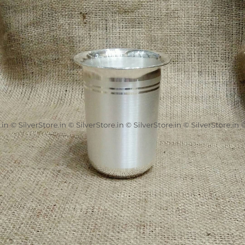 Silver Glass - Milk Pattern With 990 Bis Hallmark Pure Silver Glass