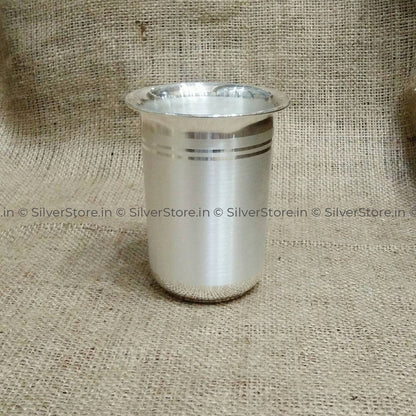 Silver Glass - Milk Pattern With 990 Bis Hallmark Pure Silver Glass